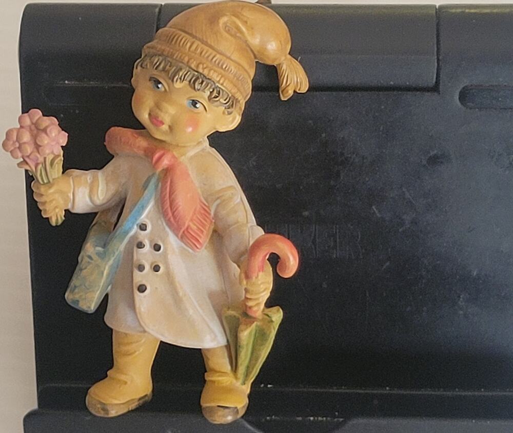 Vintage 1998 Hallmark Keepsake Ornament Boy with umbrella Made in Italy